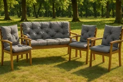 Coussin pour banc de jardin 100x50x40cm, coussin de banc de jardin Gris, coussin de balançoire extérieur, coussin de jardin