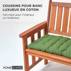 Coussin pour banc de jardin 2 places, vert foncé - HOMESCAPES