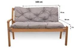 Coussin pour banc de jardin 160x50x40cm coussin de banc de jardin Gris coussin de balançoire coussin de banc extérieur