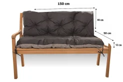 Coussin pour banc de jardin 150x50x40cm coussin de banc de jardin Noir coussin de balançoire coussin de banc extérieur