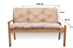Coussin pour banc de jardin 150x60x50cm coussin de banc de jardin Beige coussin de balançoire coussin de banc extérieur