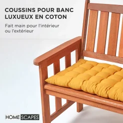 Coussin pour banc de jardin 3 places, jaune moutarde - HOMESCAPES