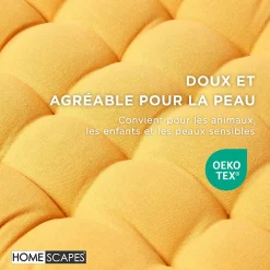 Coussin pour banc de jardin 3 places, jaune moutarde - HOMESCAPES