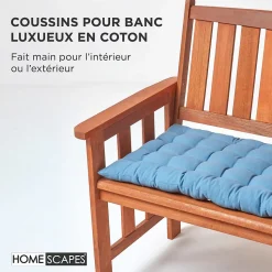 Coussin pour banc de jardin 2 places, bleu foncé - HOMESCAPES