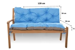 Coussin pour banc de jardin 120x50x50cm, coussin de banc de jardin Bleu coussin de banc extérieur, coussin de balançoire