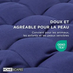 Coussin pour banc de jardin 3 places, bleu marine - HOMESCAPES