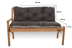 Coussin pour banc de jardin 170x50x50cm coussin de banc de jardin 3 places Noir coussin de balançoire coussin de banc extérieur