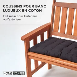 Coussin pour banc de jardin 2 places, noir - HOMESCAPES