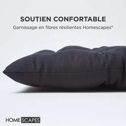 Coussin pour banc de jardin 2 places, noir - HOMESCAPES