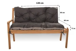 Coussin pour banc de jardin 120x60x50cm, coussin de banc de jardin Noir coussin de banc extérieur, coussin de balançoire