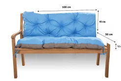 Coussin pour banc de jardin 100x50x40cm, coussin de banc de jardin Bleu, coussin de balançoire extérieur, coussin de jardin
