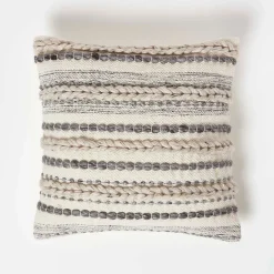 Coussin rayé en laine et coton kilim fyn, 45 x 45 cm - HOMESCAPES