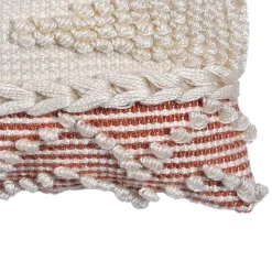 Coussin rectangle Deko & Co macramé beige et terracotta L.50 x l.30 cm