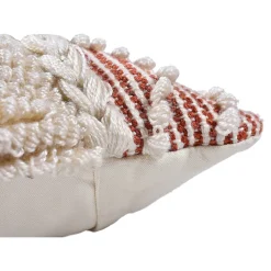 Coussin rectangle Deko & Co macramé beige et terracotta L.50 x l.30 cm