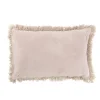 Coussin rectangulaire à franges en coton rose 60x40cm