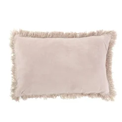 Coussin rectangulaire à franges en coton rose 60x40cm