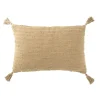 Coussin rectangulaire avec floches en coton beige 60x40x12 cm