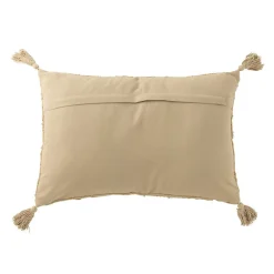 Coussin rectangulaire avec floches en coton beige 60x40x12 cm