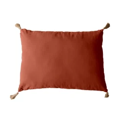 Coussin rectangulaire Panama avec 4 pompons en jute