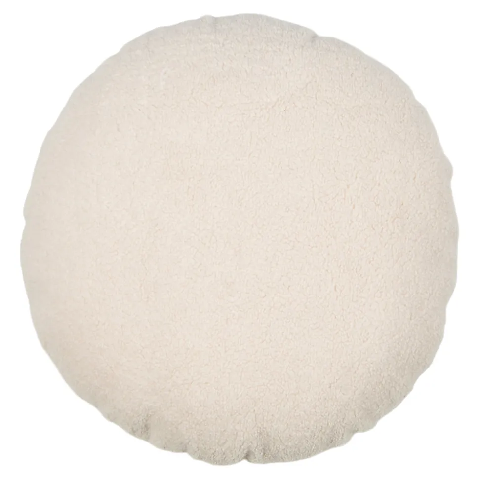 Coussin rond effet laine bouclée Pehme blanc écru Ø45cm GoodHome