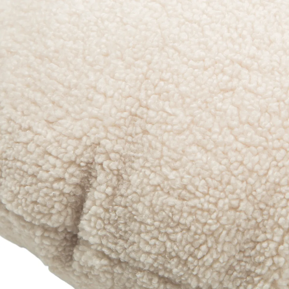 Coussin rond effet laine bouclée Pehme blanc écru Ø45cm GoodHome