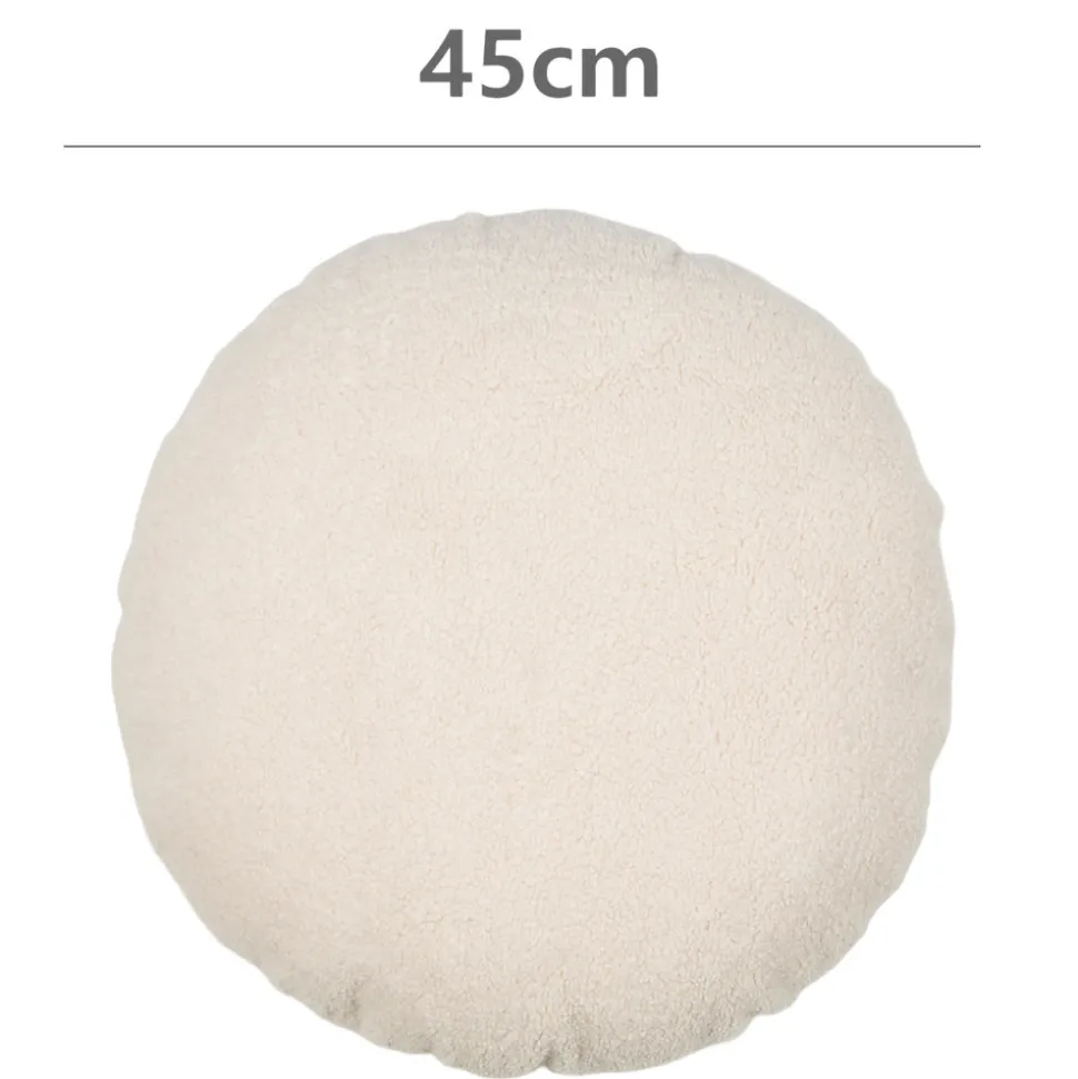 Coussin rond effet laine bouclée Pehme blanc écru Ø45cm GoodHome