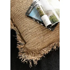 Coussin rond en raphia naturel D62cm - Coussin d'extérieur
