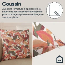 Coussin Seoni fleuri multicouleurs L.45 x l.45cm GoodHome