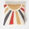 Coussin tufté multicolore rayons de soleil, 45 x 45 cm - HOMESCAPES