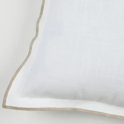 Coussin volant plat feston noir coton (40x60 cm - Blanc)