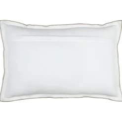 Coussin volant plat feston noir coton (40x60 cm - Blanc)