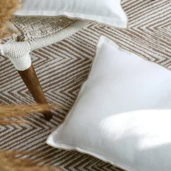 Coussin volant plat feston noir coton (40x60 cm - Blanc)