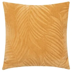 Coussin Zoa en flanelle 40x40cm jaune ocre - Atmosphera