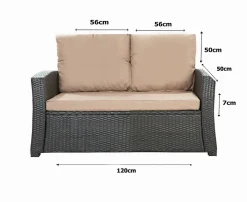 Coussins de canapé meubles de jardin en résine tressée 120x50x50cm Beige, Coussins balançoire Coussin pour banquette 2 places