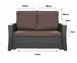 Coussins de canapé meubles de jardin en résine tressée Marron, Coussins balançoire 110x60x50 Coussin pour banquette polyrattan