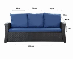 Coussins de canapé meubles de jardin en résine tressée Bleu, Coussins balançoire d'extérieur 150x60x50 Coussin de banc de jardin