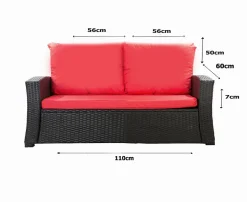 Coussins de canapé meubles de jardin en résine tressée Rouge, Coussins balançoire 110x60x50 Coussin pour banquette polyrattan