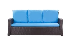 Coussins de canapé meubles de jardin en résine tressée Bleu, Coussins balançoire d'extérieur 140x50x50 Coussin de banc de jardin