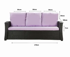 Coussins de canapé meubles de jardin en résine tressée Violet Coussins balançoire 170x50x50cm Coussin de banc de jardin 3 places