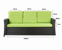 Coussins de canapé meubles de jardin en résine tressée Citron, Coussins balançoire 140x60x50cm Coussin de banc de jardin extérieur