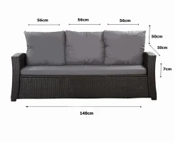 Coussins de canapé meubles de jardin en résine tressée Anthracite, Coussins balançoire 140x50x50 Coussin de banc de jardin