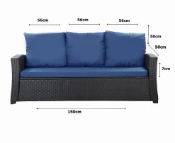 Coussins de canapé meubles de jardin en résine tressée Bleu, Coussins balançoire 150x50x50cm Coussin de banc de jardin extérieur