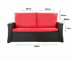 Coussins de canapé meubles de jardin en résine tressée Rouge, Coussins balançoire 120x60x50cm Coussin de banc extérieur