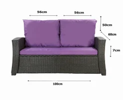 Coussins de canapé meubles de jardin en résine tressée Violet, Coussins balançoire 100x60x50 Coussin pour banquette 2 places