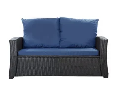 Coussins de canapé meubles de jardin en résine tressée 120x50x50cm Bleu, Coussins balançoire Coussin pour banquette 2 places