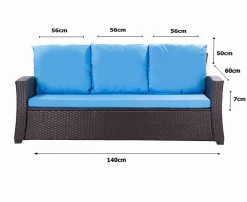 Coussins de canapé meubles de jardin en résine tressée Bleu, Coussins balançoire 140x60x50cm Coussin de banc de jardin extérieur