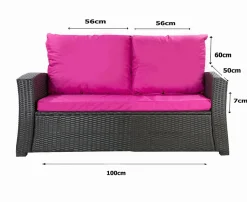 Coussins de canapé meubles de jardin en résine tressée Rose, Coussins balançoire 100x60x50 Coussin pour banquette 2 places