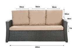 Coussins de canapé meubles de jardin en résine tressée Beige Coussins extérieur 160x50x50cm Coussin de banc de jardin 3 places