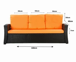 Coussins de canapé meubles de jardin en résine tressée Orange Coussins balançoire 160x60x50cm Coussin de banc de jardin 3 places