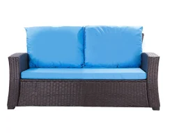 Coussins de canapé meubles de jardin en résine tressée Bleu, Coussins balançoire 120x60x50cm Coussin de banc extérieur